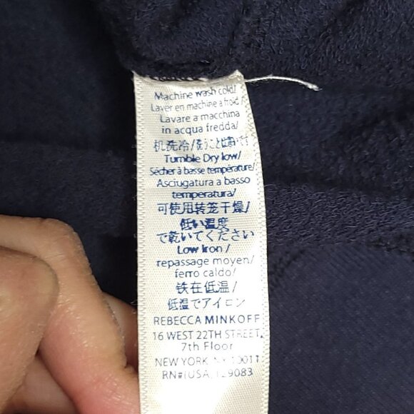 Rebecca Minkoff Cold Shoulder Boatneck Grommets Navy Blue Long Sleeve XS - Picture 6 of 6